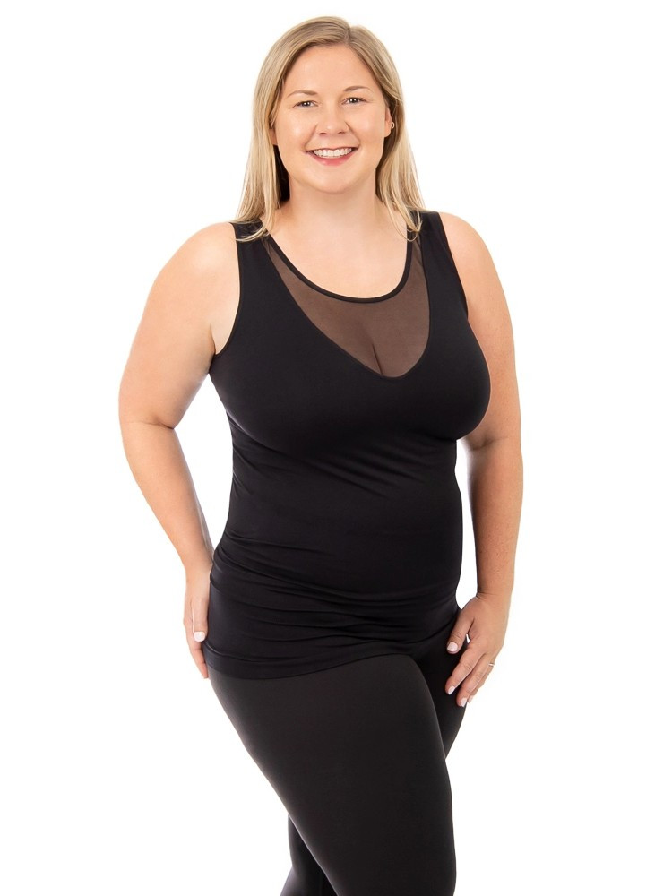 skinnytees PLUS DEEP V NECK MESH TANK 582P - Bra~vo intimates